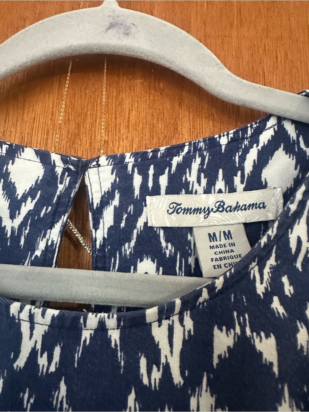 Tommy Bahama Navy & White Abstract Print Tunic Top